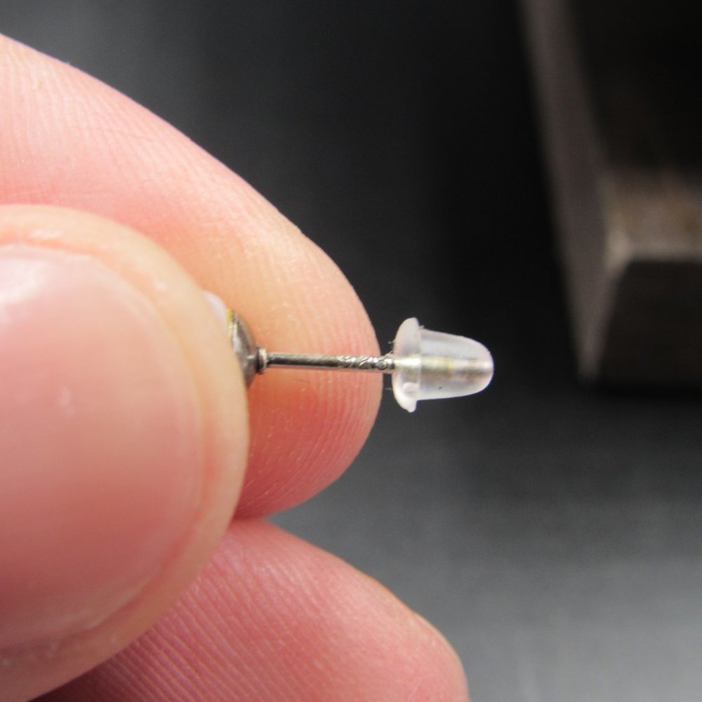 Sterling Silver Tiny White Pearl Stud Earrings - Picture 5 of 7